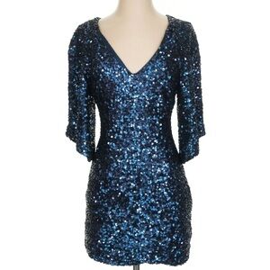 Free People Blue Sequin Mini Dress
